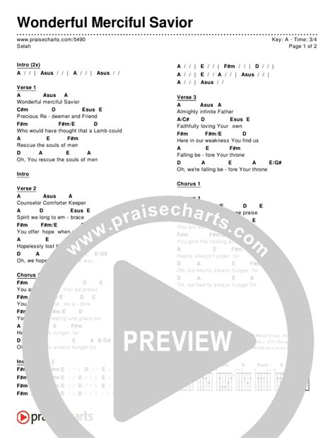 Wonderful Merciful Savior Chords PDF (Selah) - PraiseCharts