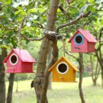Wooden Outdoor Birdhouse Sparrow Nest Box Decorative Cage Breeding ...
