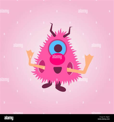 Pink cartoon monster. Cute little monster on a pink background. Funny kids character. Cartoon ...