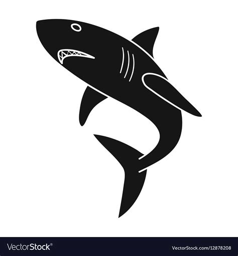 Great white shark icon in black style isolated Vector Image