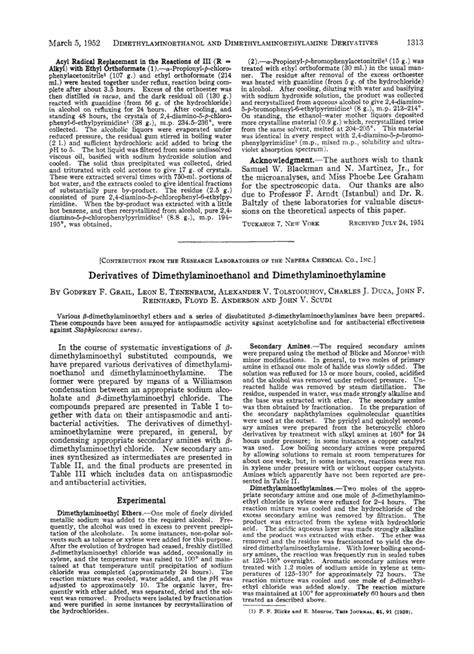 Derivatives of Dimethylaminoethanol and Dimethylaminoethylamine ...