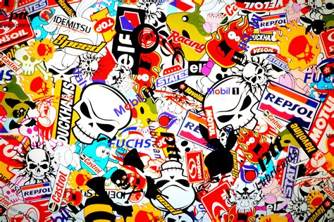 Colorful Sticker Bomb Explosion HD Wallpaper