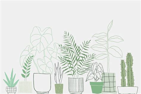 Potted plant doodle vector background | Premium Vector Illustration - rawpixel