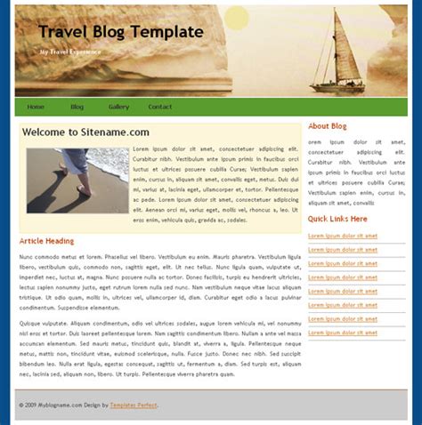 Free travel blog web template | Templates Perfect