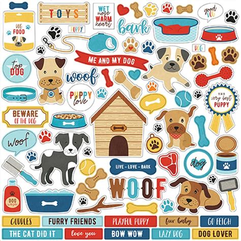 I Love My Dog Collection Elements 12 x 12 Scrapbook Sticker Sheet by ...