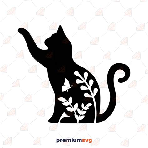 Floral Cat SVG Cut File, Floral Cat Instant Download | PremiumSVG