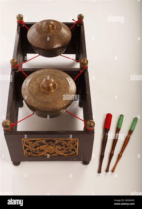 Kethuk Kempyang, an Indonesian musical instrument used in the Javanese gamelan. Bronze gongs ...