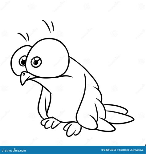 Little Sad Bird Surprise Character Animal Illustration Cartoon Contour ...