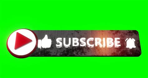 Subscribe button with reveal animation on green screen. Subscribe text ...