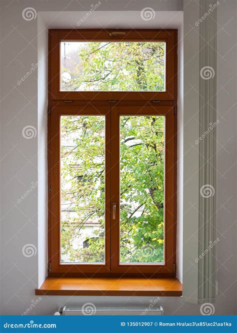 View of a Wooden Window from the Inside Stock Image - Image of apartment, large: 135012907