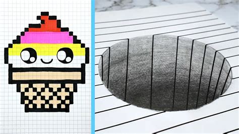 Easy way to Draw CUTE DRAWINGS - PIXEL ART - ILLUSIONS - KAWAII - 3D ...