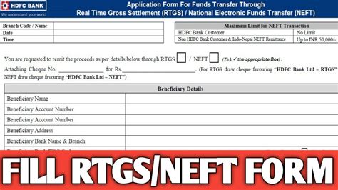 Hdfc Rtgs Neft Fillable Form - Printable Forms Free Online