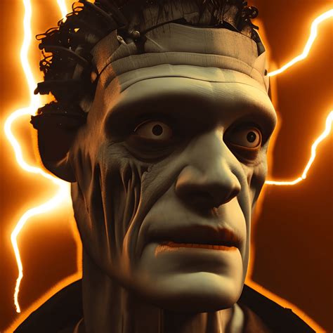 Frankenstein in a Lightning Storm with Electricity Sparks from Eyes and Bolts on Neck · Creative ...