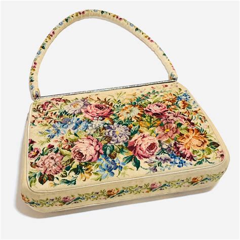 40s Morabito handbag, Rare Vintage 1940s Designer French Embroidered top handle bag, petit point ...