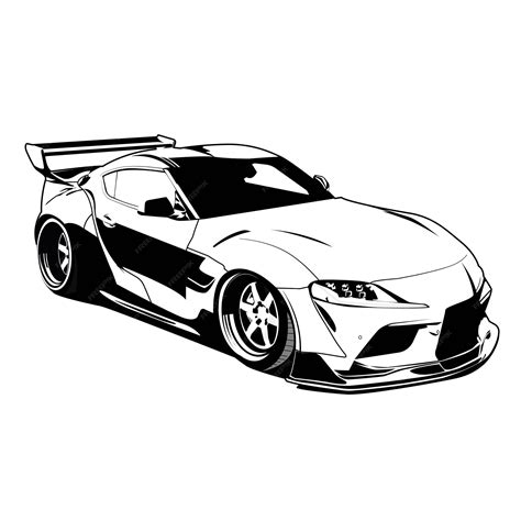 Toyota supra ilustración de coche en blanco y negro | Vector Premium