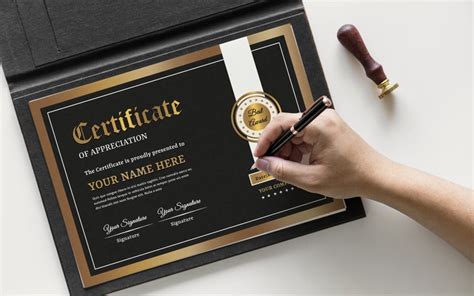 Black & Gold Certificate Template - TemplateMonster