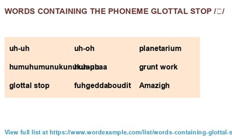 Words containing the phoneme glottal stop /ʔ/ (22 results)