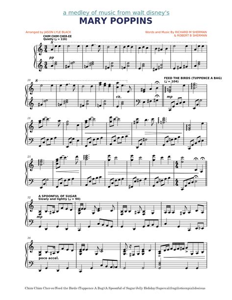 Mary poppins – Misc Soundtrack Mary Poppins Medley Sheet music for Piano (Solo) | Musescore.com