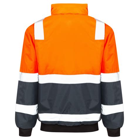 Taped Waterproof Hi Vis Bomber Jacket - Orange/Navy