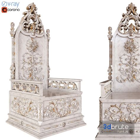 Stone throne with carved elements 3d model Buy Download 3dbrute