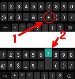 cara menulis simbol kurang lebih di keyboard android