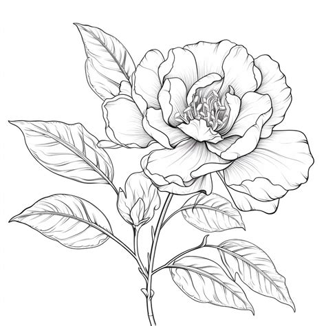 Premium AI Image | A drawing of a rose with leaves on a white background generative ai