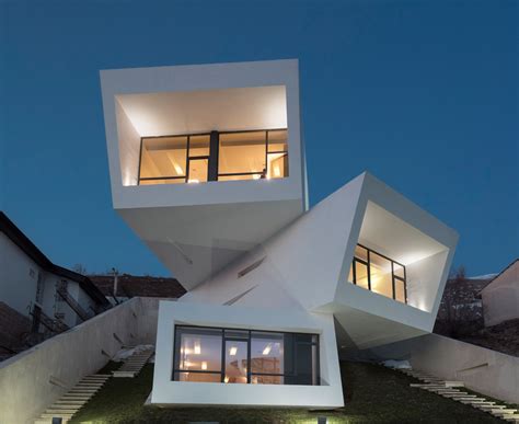 Stacked box design forms Iran hillside home - Commercial Interior Design