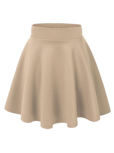 MBJ WB669 Womens Basic Versatile Strechy Flare Skater Skirt M KHAKI ...