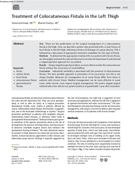 (PDF) Treatment of Colocutaneous Fistula in the Left Thigh | Bharati Pandya - Academia.edu