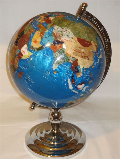 LARGE MULTI-GEMSTONE EXECUTIVE DESKTOP WORLD GLOBE 13 INCH / 330MM TURQUOISE | World globe ...