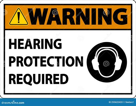 Warning Hearing Protection Required Sign on White Background Stock Vector - Illustration of ...