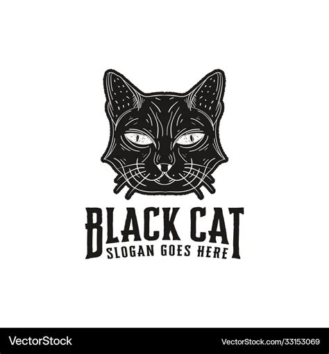 Hand drawn black cat logo template Royalty Free Vector Image