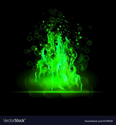 Realistic green fire flames poster abstract Vector Image