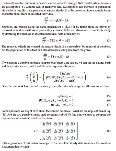 (Fictional) zombie outbreak scenarios can be modeled | Chegg.com