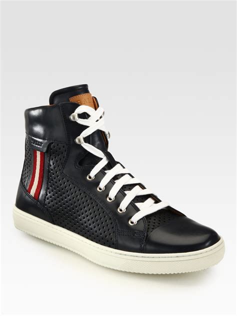 Bally Olir Perforated Hitop Sneakers in Blue for Men | Lyst