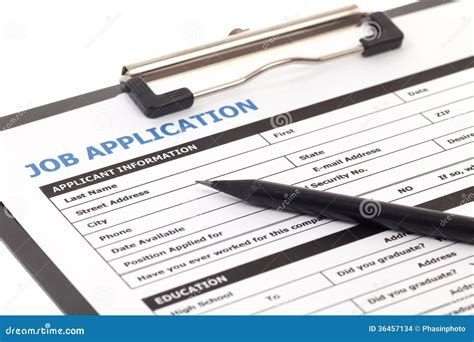 Job Application Form Isolated Stock Images - Image: 36457134