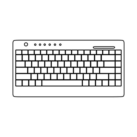 Computer keyboard technology vector illustration equipment outline with key and button line ...