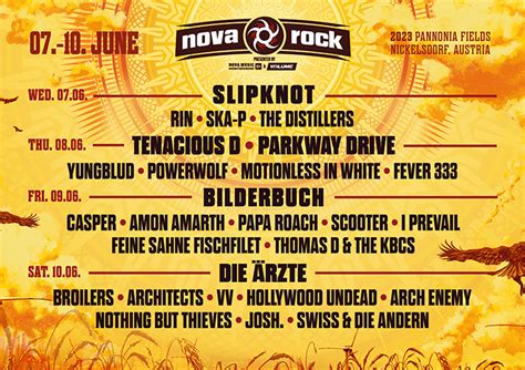 ERSTE ACTS für das NOVA ROCK 2023/ Die Ärzte, Slipknot, Bilderbuch ...