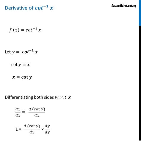 Derivative of cot-1 x (cot inverse x) - Teachoo [with Video]