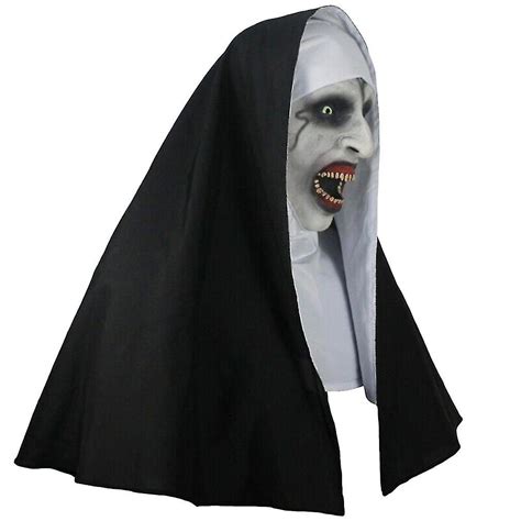 Nun Scary Latex Mask Halloween Party Town Nun Mask Cosplay Costume Full ...