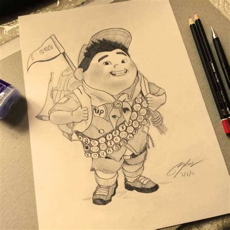 Russell UP Pencil Sketch by Shah Ibrahim | Cartoon drawings, Disney art ...