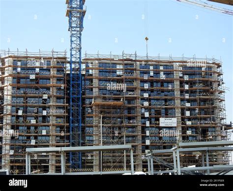 Cairo, Egypt, May 9 2023: A construction site of a new building in new ...