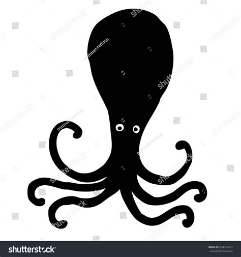 Black Squid Cartoon Stock Vector (Royalty Free) 654752503 | Shutterstock