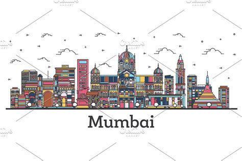 Outline Mumbai India City Skyline | City outline, City skyline ...