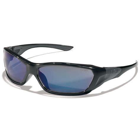 Crews ForceFlex Safety Glasses - Black Frame - Blue Mirror Lens ...