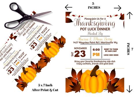 Thanksgiving Potluck Dinner Invitations Thanksgiving Dinner | Etsy