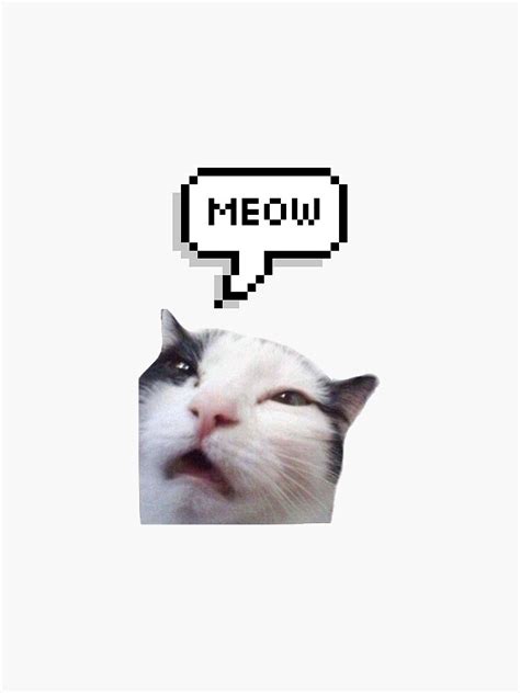 "Cat "Meow" Meme" Sticker for Sale by TheKeyToReality | Redbubble