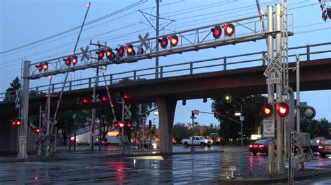 Railroad Crossing's With Double Overhead Cantilevers Towers On One Side Compilation [4K] - YouTube