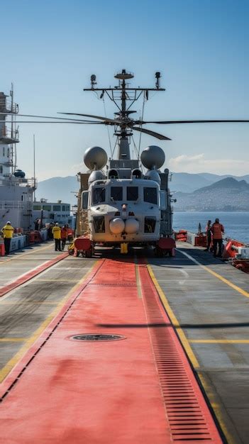 Premium AI Image | Helicopter landing on the deck of a ship