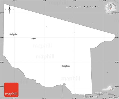 Gray Simple Map of Nottoway County